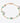 Gold bracelet with pearls and green beads on a white background