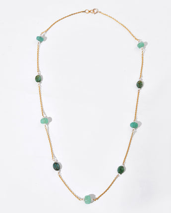 14K Solid Gold Natural Emerald Necklace by Ratnavaali – view 1