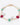Bracelet with gold chain and green and red beads on a white background